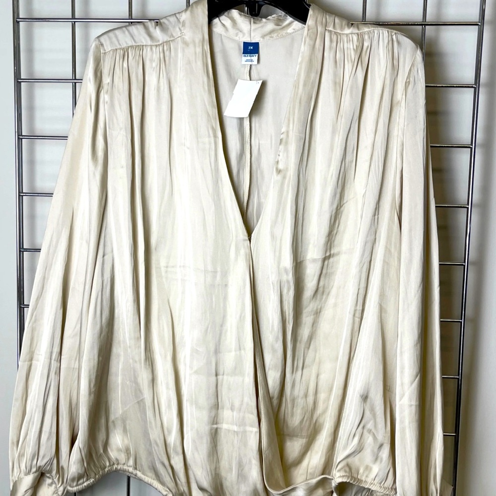 NWT, Champagne Cross Front Blouse